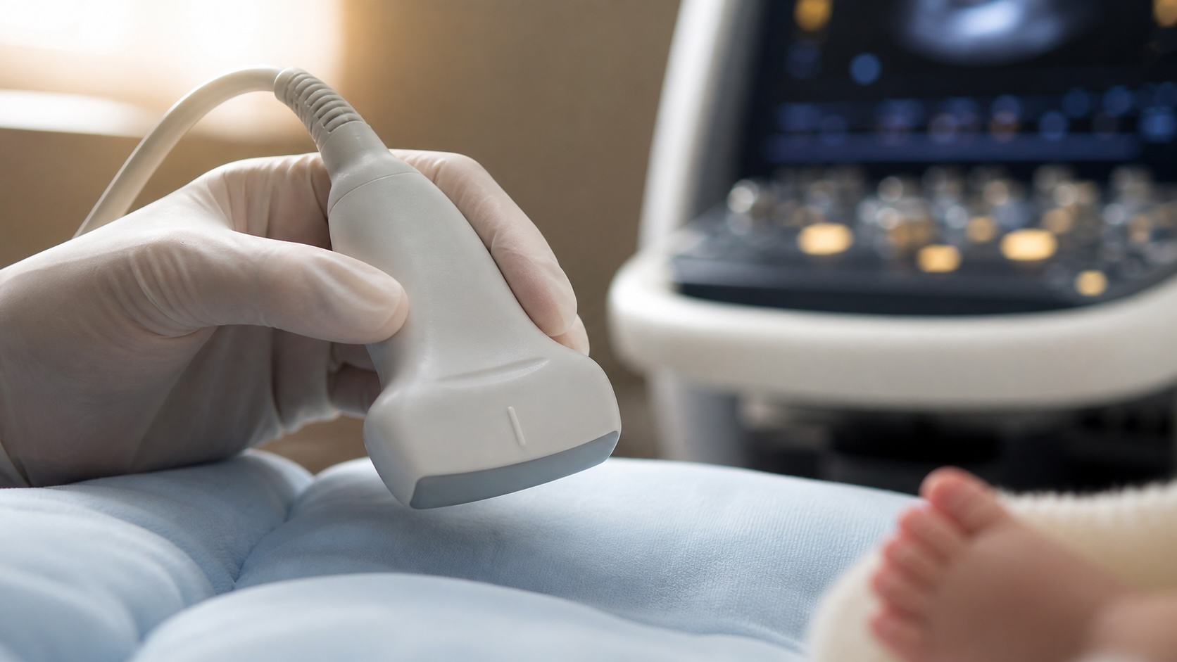 Sonda lineare pediatrica per ecografia delle anche neonatali
